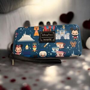 Disney Parks Magic Kingdom Aattractions Wallet by Loungefly Zip Around